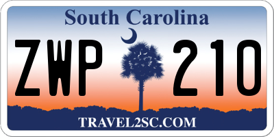 SC license plate ZWP210