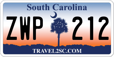 SC license plate ZWP212