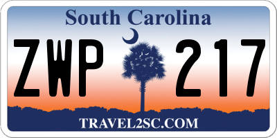 SC license plate ZWP217