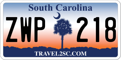 SC license plate ZWP218