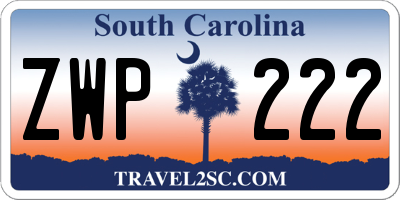 SC license plate ZWP222