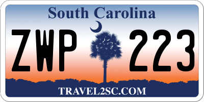 SC license plate ZWP223