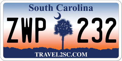 SC license plate ZWP232
