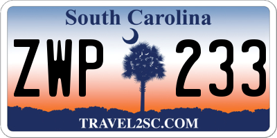 SC license plate ZWP233
