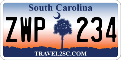 SC license plate ZWP234