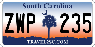 SC license plate ZWP235