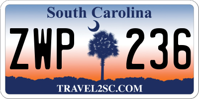 SC license plate ZWP236
