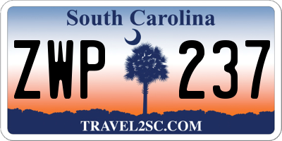 SC license plate ZWP237