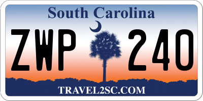 SC license plate ZWP240