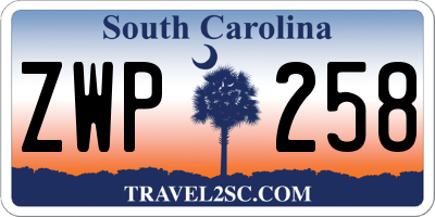 SC license plate ZWP258