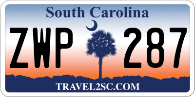 SC license plate ZWP287