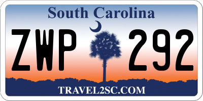 SC license plate ZWP292