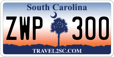 SC license plate ZWP300