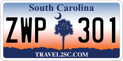 SC license plate ZWP301