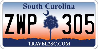 SC license plate ZWP305