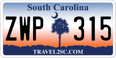 SC license plate ZWP315