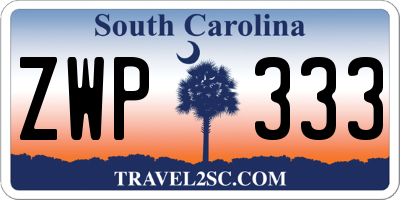 SC license plate ZWP333