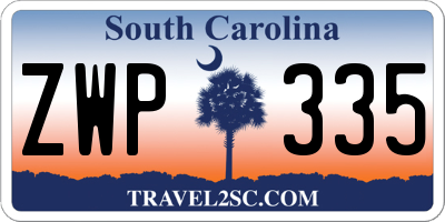 SC license plate ZWP335