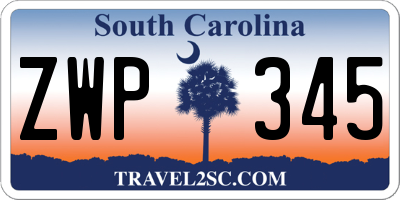 SC license plate ZWP345