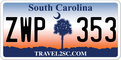 SC license plate ZWP353