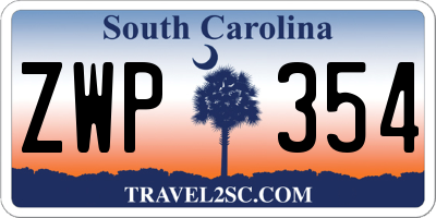 SC license plate ZWP354