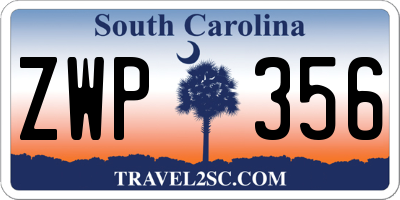 SC license plate ZWP356