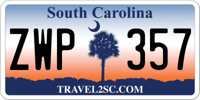 SC license plate ZWP357