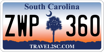 SC license plate ZWP360