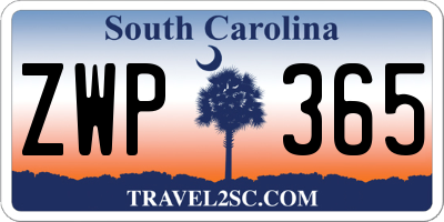 SC license plate ZWP365