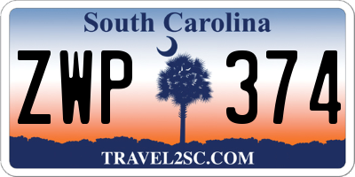 SC license plate ZWP374