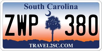 SC license plate ZWP380