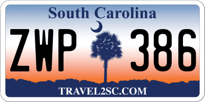 SC license plate ZWP386
