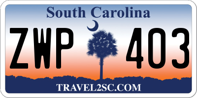 SC license plate ZWP403