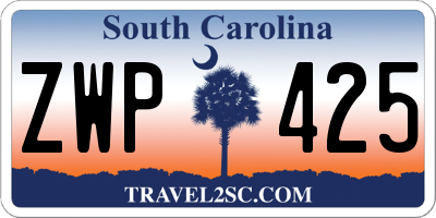 SC license plate ZWP425