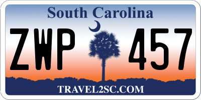 SC license plate ZWP457