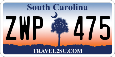 SC license plate ZWP475