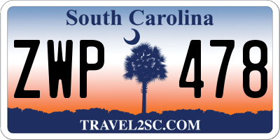 SC license plate ZWP478