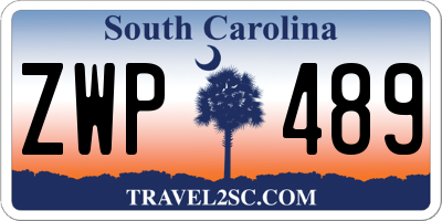 SC license plate ZWP489