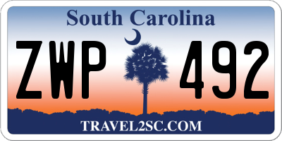 SC license plate ZWP492