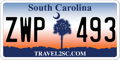 SC license plate ZWP493