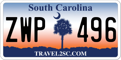 SC license plate ZWP496
