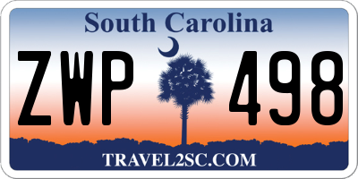 SC license plate ZWP498