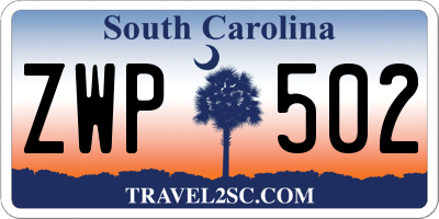 SC license plate ZWP502