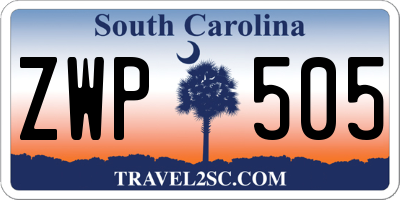 SC license plate ZWP505