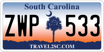 SC license plate ZWP533