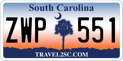 SC license plate ZWP551