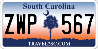 SC license plate ZWP567