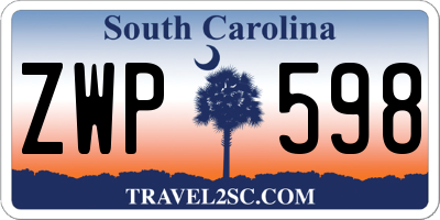 SC license plate ZWP598