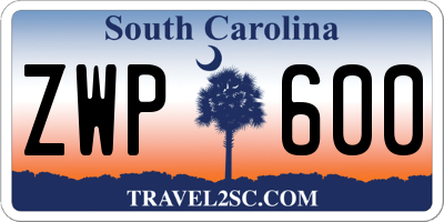 SC license plate ZWP600