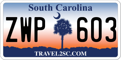 SC license plate ZWP603